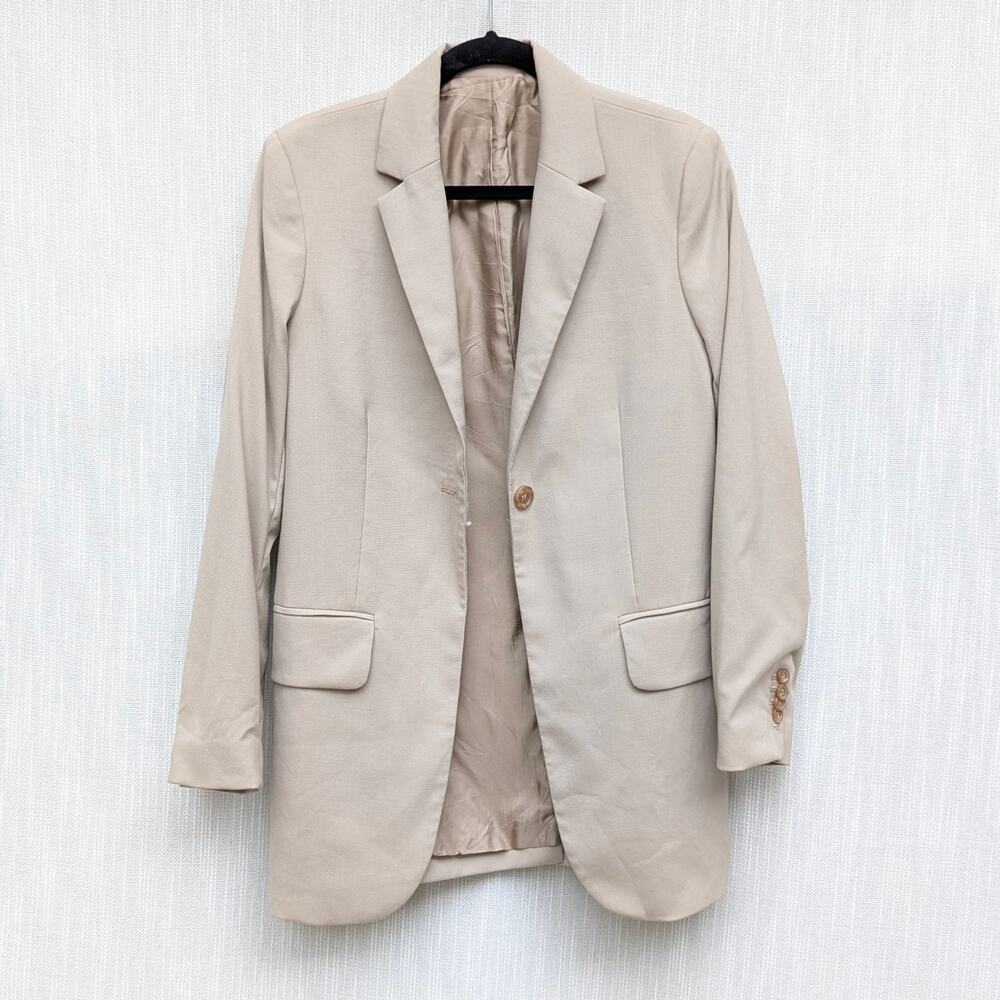 Arket Marzotto Beige Wool Oversized Single-Breasted Blazer, size 2